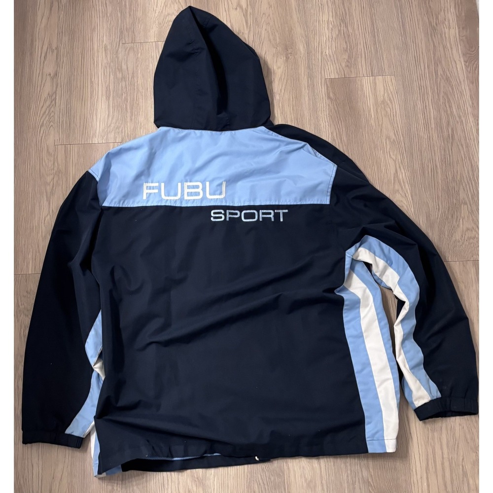 Men's vintage FUBU Sport windbreaker jacket 2XL Blue - Picture 4 of 16